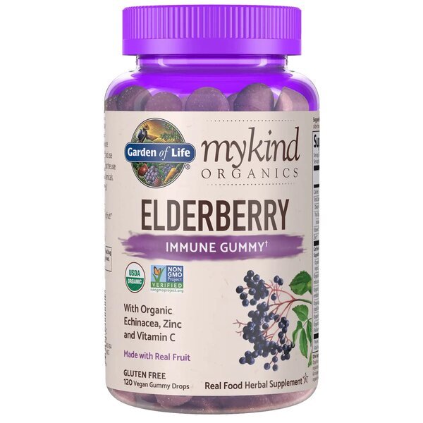 Mykind Elderberry, Real Fruit - 120 vegan gummy drops - VitaeSupps