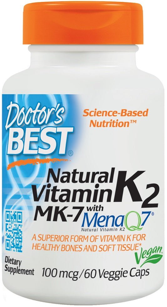 Natural Vitamin K2 MK7 with MenaQ7, 100mcg - 60 vcaps - VitaeSupps