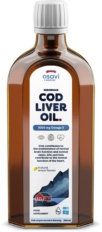 Norwegian Cod Liver Oil, 1000mg Omega 3 (Lemon) - 250 ml. - VitaeSupps