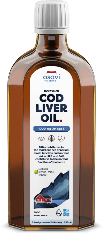 Norwegian Cod Liver Oil, 1000mg Omega 3 (Lemon - Mint) - 250 ml. - VitaeSupps