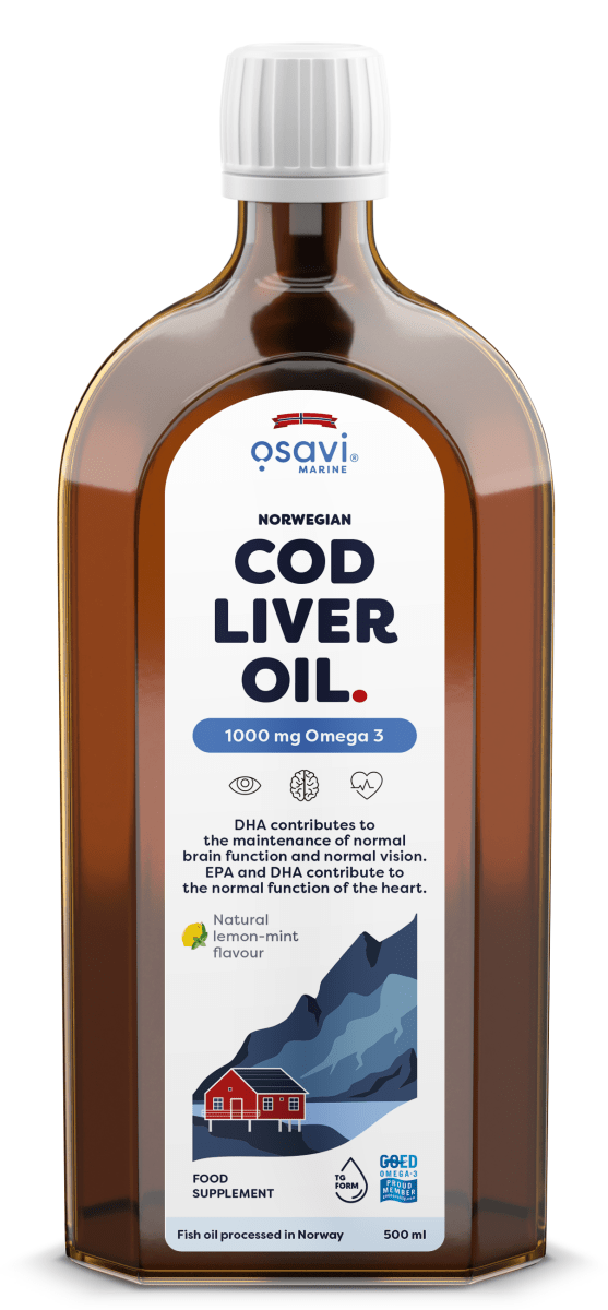 Norwegian Cod Liver Oil, 1000mg Omega 3 (Lemon - Mint) - 500 ml. - VitaeSupps