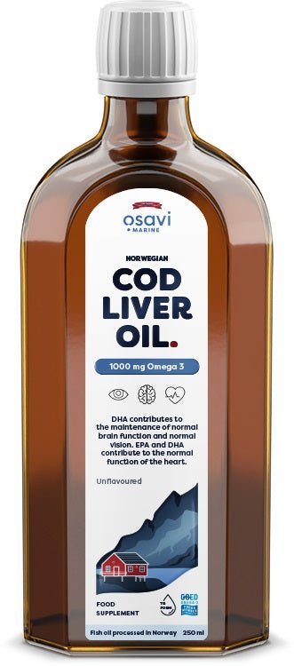 Norwegian Cod Liver Oil, 1000mg Omega 3 (Unflavoured) - 250 ml. - VitaeSupps