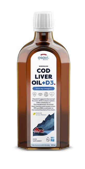 Norwegian Cod Liver Oil + D3, 1000mg Omega 3 (Lemon) - 250 ml. - VitaeSupps