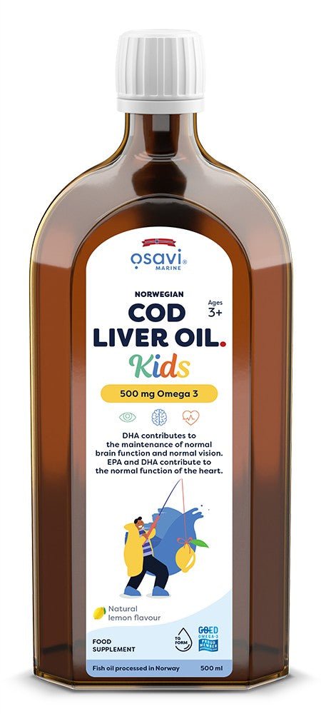 Norwegian Cod Liver Oil Kids, 500mg Omega 3 (Lemon) - 500 ml. - VitaeSupps
