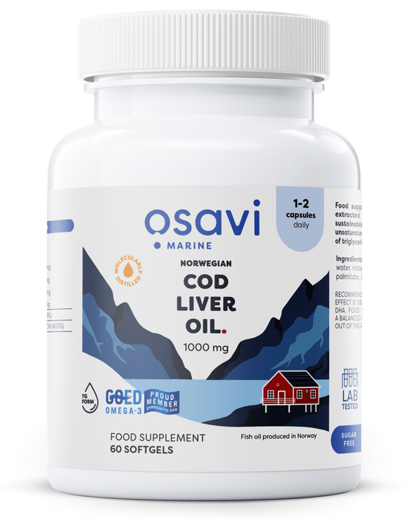 Norwegian Cod Liver Oil Softgels, 1000mg (Lemon) - 60 softgels - VitaeSupps
