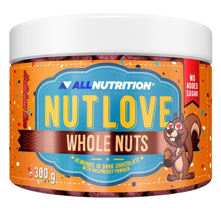 Nutlove Whole Nuts, Almonds in Dark Chocolate with Raspberry Powder - 300 grams - VitaeSupps