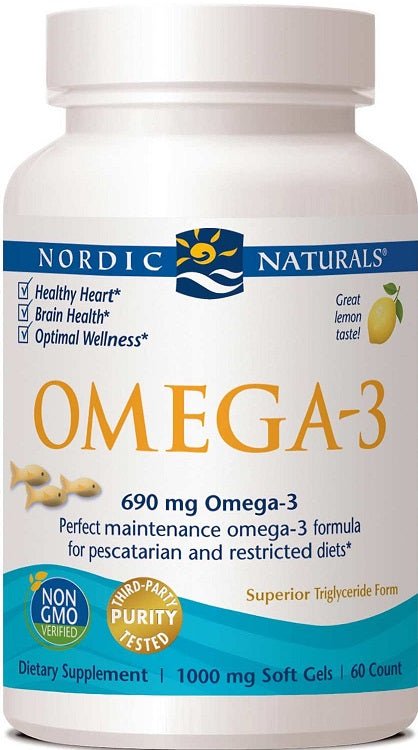 Omega - 3, 690mg Lemon (Fish Gelatin) - 60 fish gels - VitaeSupps