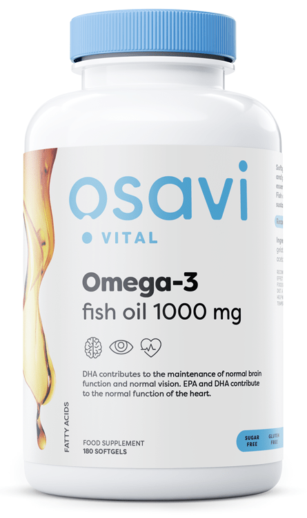 Omega - 3 Fish Oil Molecularly Distilled, 1000mg - 180 softgels - VitaeSupps