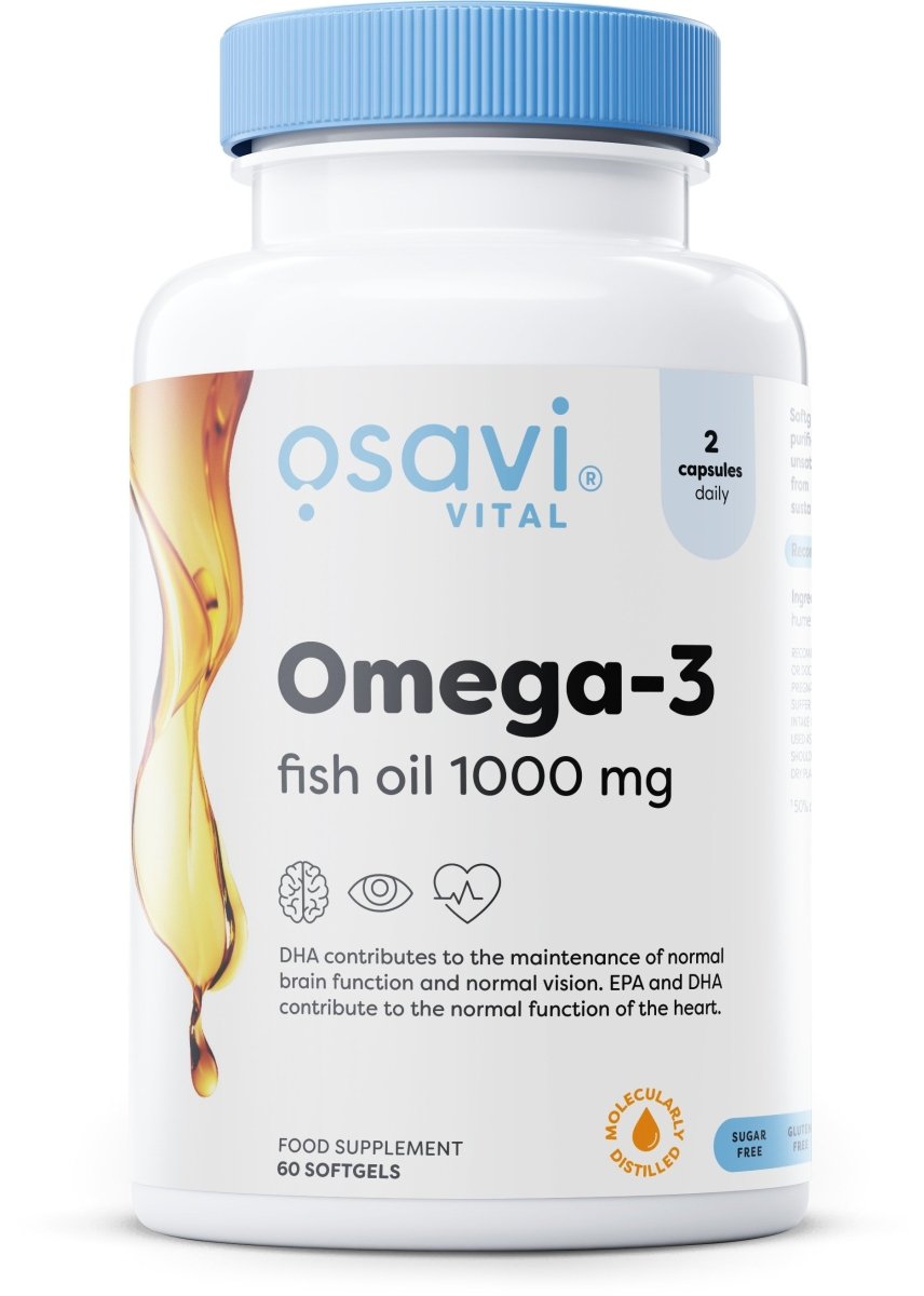 Omega - 3 Fish Oil Molecularly Distilled, 1000mg - 60 softgels - VitaeSupps