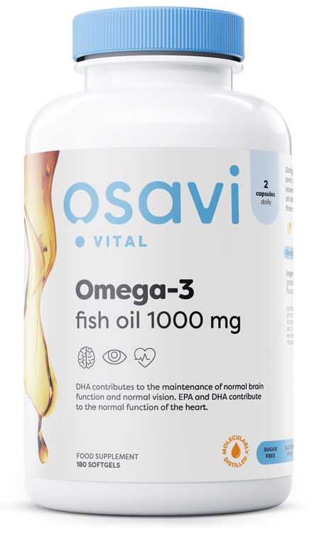 Omega - 3 Fish Oil Molecularly Distilled, 1000mg (Lemon) - 180 softgels - VitaeSupps