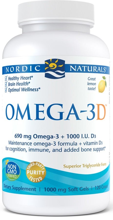 Omega - 3D, 690mg Lemon - 120 softgels - VitaeSupps