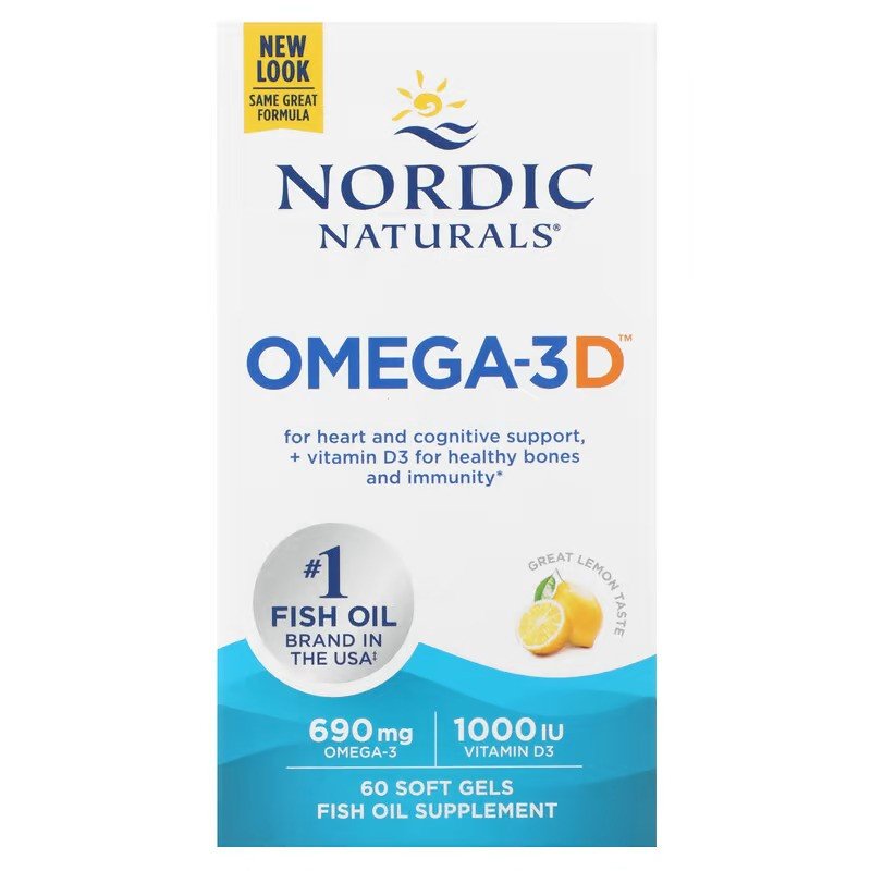 Omega - 3D, 690mg Lemon - 60 softgels - VitaeSupps