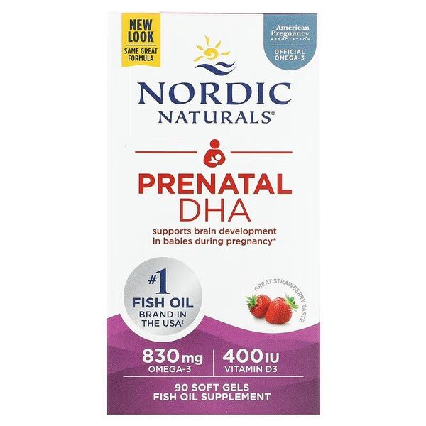 Prenatal DHA, 830mg Omega - 3 + 400 IU D3 Strawberry - 90 softgels - VitaeSupps