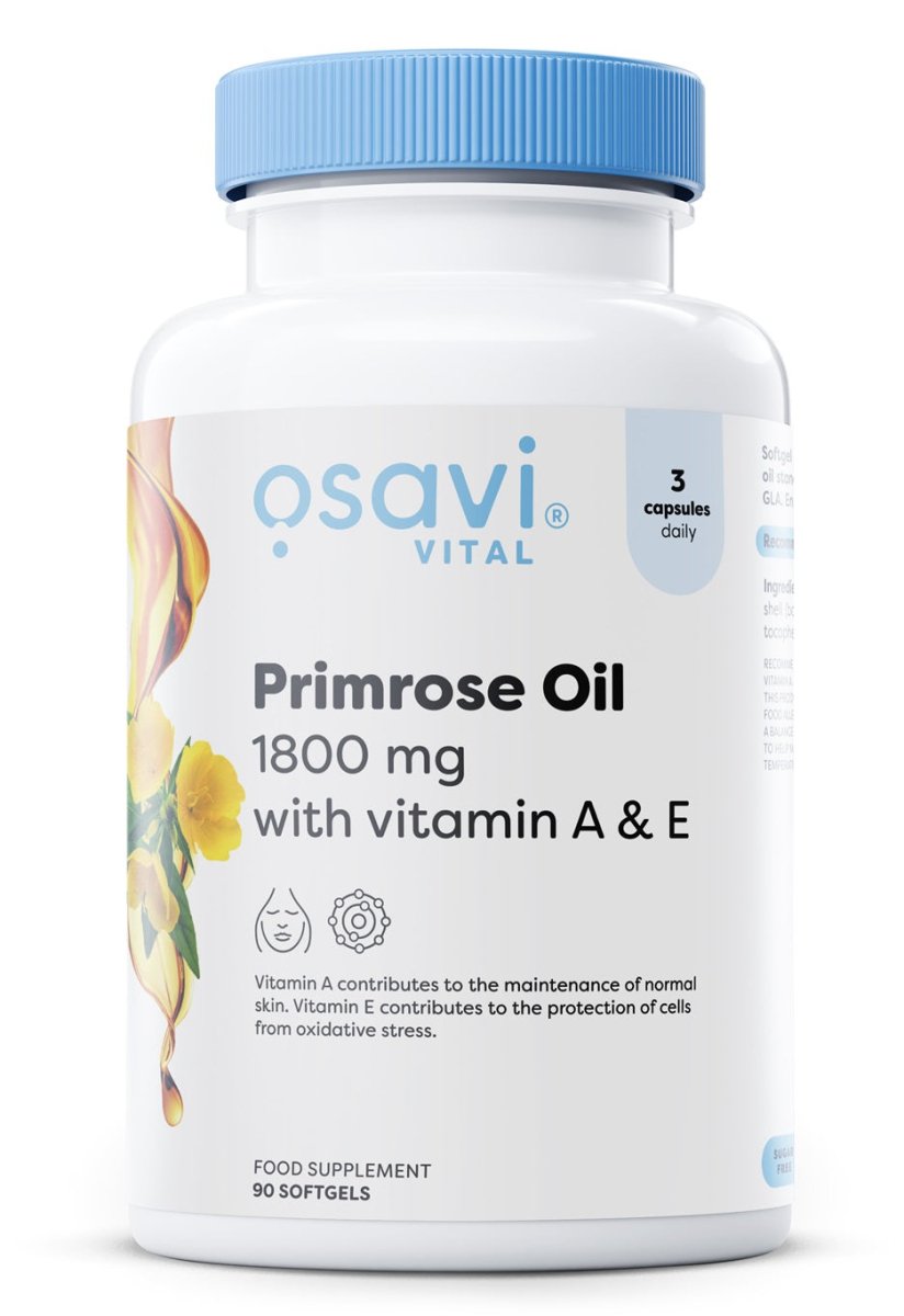 Primrose Oil with Vitamin A & E, 1800mg - 90 softgels - VitaeSupps