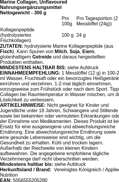 Produktetikett — Marine Collagen, Unflavoured - 300g (PB 118426)