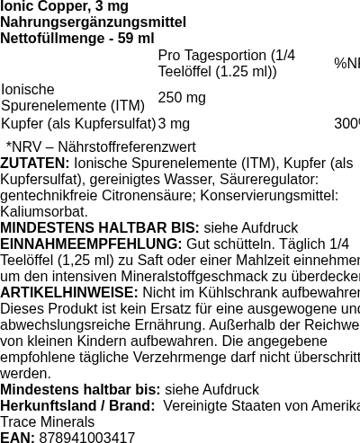 Produktetikett — Ionic Copper, 3mg - 59 ml. (PB 101999)
