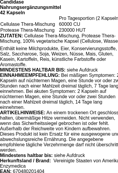 Produktetikett — Candidase - 42 caps (PB 100195)