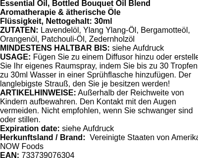 Produktetikett — Essential Oil, Bottled Bouquet Oil Blend - 30 ml. (PB 83880)