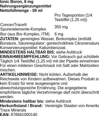 Produktetikett — Ionic Boron, 6mg - 59 ml. (PB 101975)