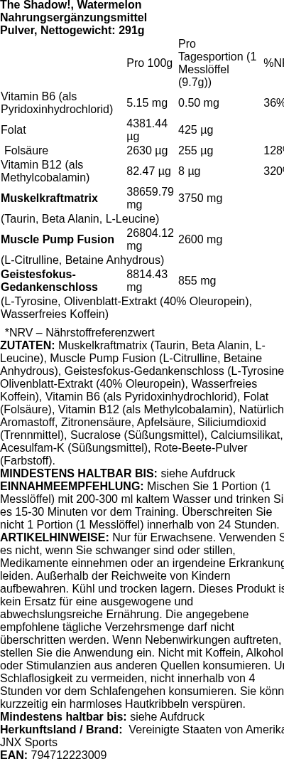 Produktetikett — The Shadow!, Watermelon - 291g (PB 109837)