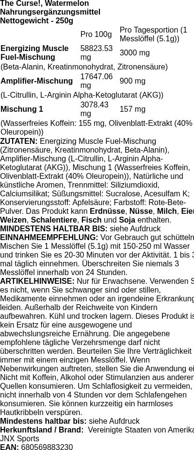 Produktetikett — The Curse!, Watermelon - 255g (PB 73321)