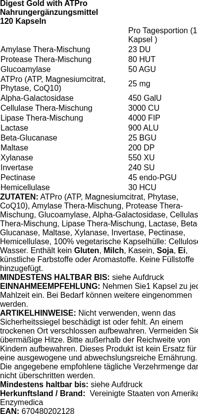 Produktetikett — Digest Gold with ATPro - 120 caps (PB 118745)