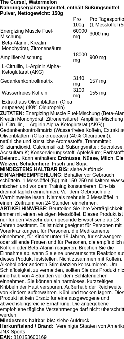 Produktetikett — The Curse!, Watermelon - 150g (PB 123602)
