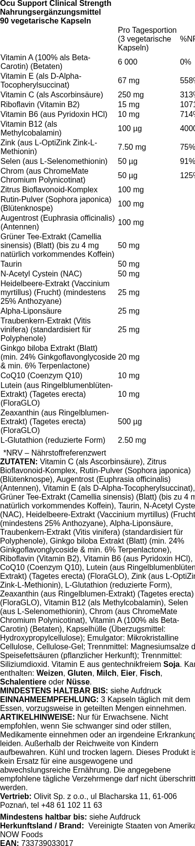 Produktetikett — Ocu Support Clinical Strength - 90 vcaps (PB 81032)
