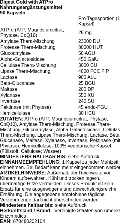 Produktetikett — Digest Gold with ATPro - 90 caps (PB 100167)