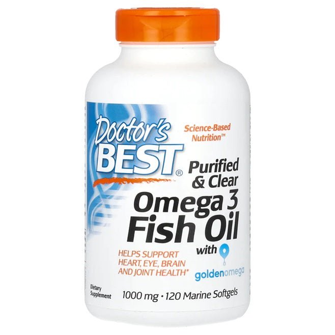 Purified & Clear Omega 3 Fish Oil, 1000mg - 120 marine softgels - VitaeSupps