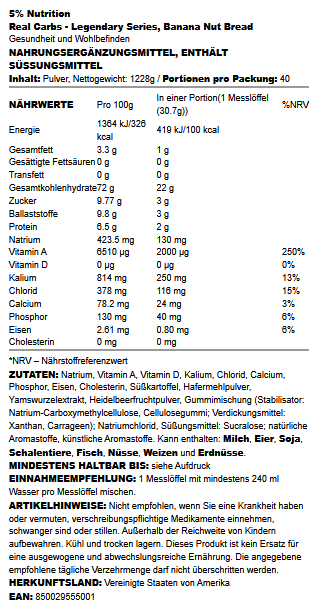 Real Carbs - Legendary Series, Blueberry Cobbler - 1264 grams - VitaeSupps