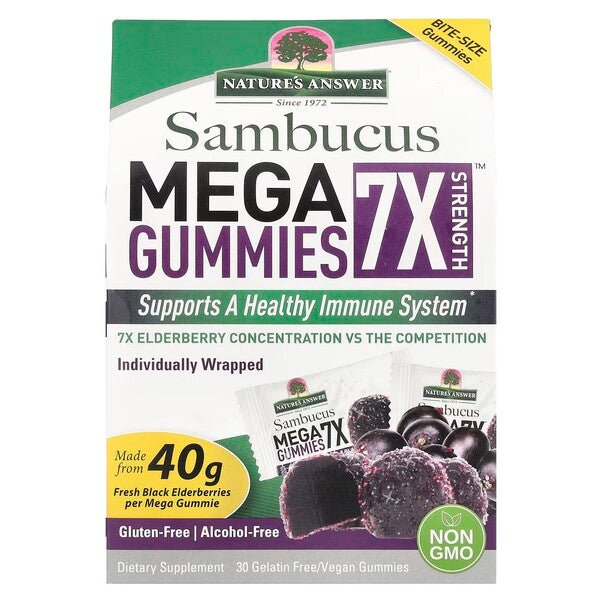 Sambucus Mega Gummies 7X Strength, Black Elderberry - 30 vegan gummies - VitaeSupps