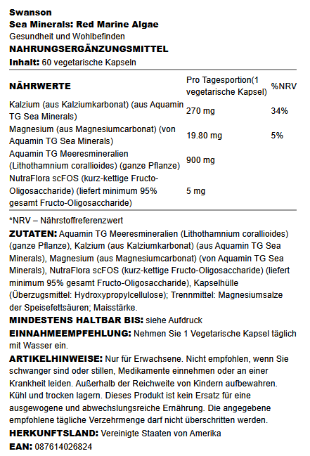 Sea Minerals: Red Marine Algae - 60 vcaps - VitaeSupps