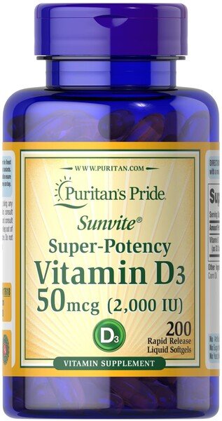 Super - Potency Vitamin D3, 50mcg - 200 softgels - VitaeSupps