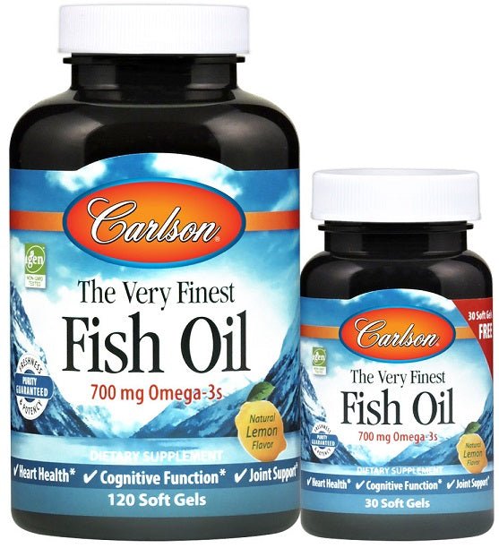 The Very Finest Fish Oil - 700mg Omega - 3s, Natural Orange - 120 + 30 softgels - VitaeSupps