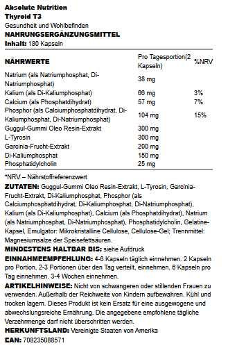 Thyroid T3 - 180 caps - VitaeSupps