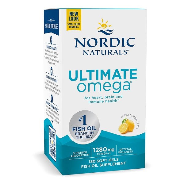Ultimate Omega, 1280mg Lemon (EAN 768990037900) - 180 softgels - VitaeSupps
