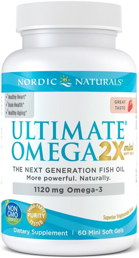 Ultimate Omega 2X Mini, 1120mg Strawberry - 60 mini softgels - VitaeSupps