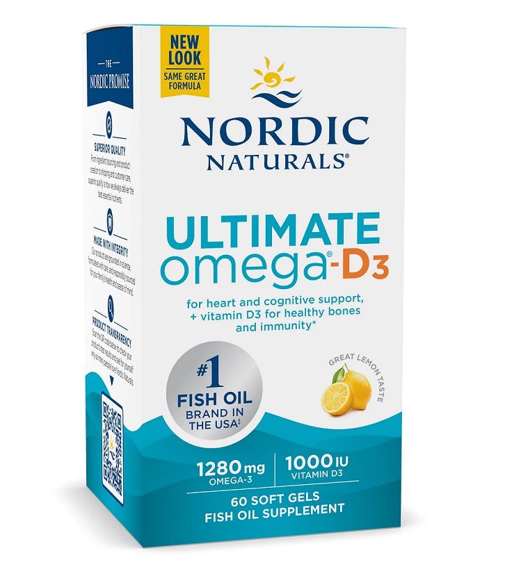 Ultimate Omega - D3, 1280mg Lemon - 60 softgels - VitaeSupps