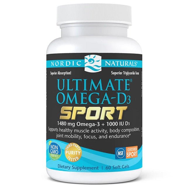 Ultimate Omega - D3 Sport, 1480mg Lemon - 60 softgels - VitaeSupps