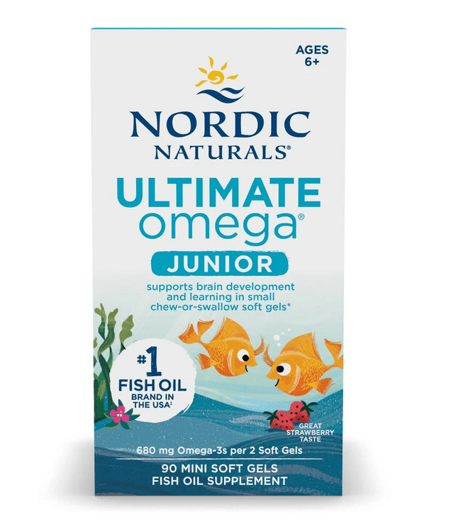 Ultimate Omega Fish Oil Junior, 680mg Strawberry (EAN 768990891069) - 90 mini softgels - VitaeSupps