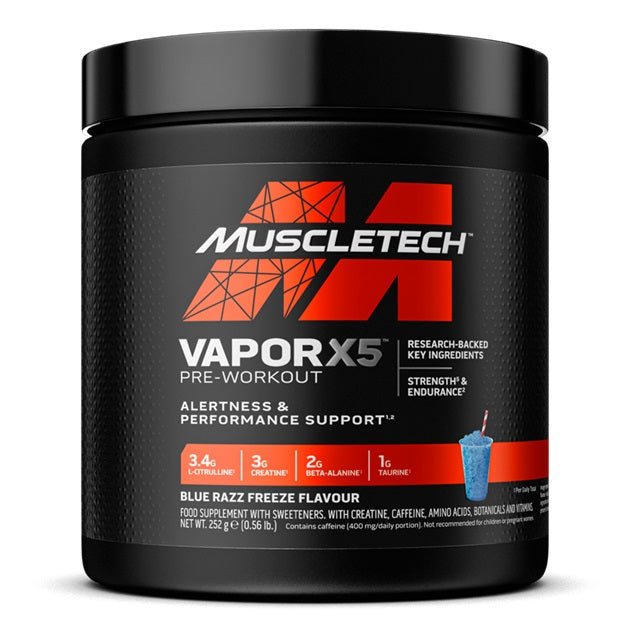 Vapor X5 Pre - Workout, Blue Razz Freeze - 252 grams - VitaeSupps