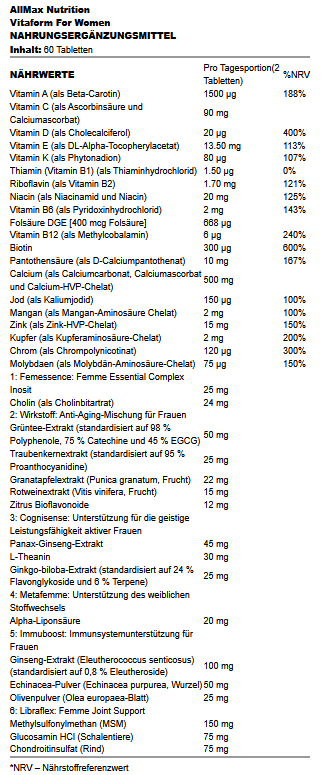 Vitaform For Women - 60 tablets - VitaeSupps
