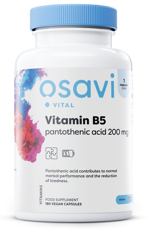 Vitamin B5 Pantothenic Acid, 200mg - 180 vegan caps - VitaeSupps