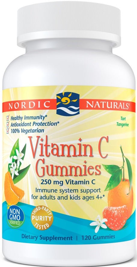 Vitamin C Gummies, 250mg Tangerine - 120 gummies - VitaeSupps