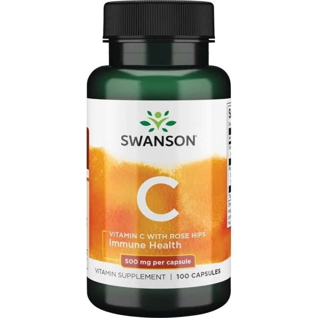 Vitamin C with Rose Hips Extract, 500mg - 100 caps - VitaeSupps