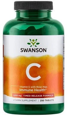 Vitamin C with Rose Hips Extract - Timed - Release, 1000mg - 250 tablets - VitaeSupps