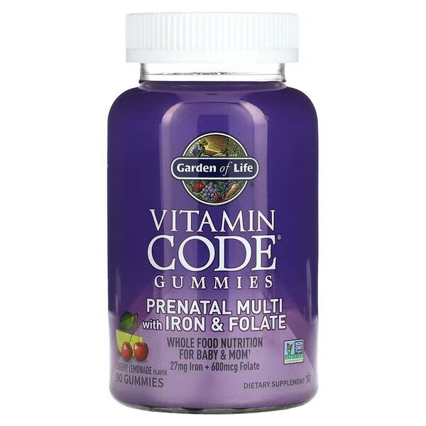 Vitamin Code Prenatal Multi with Iron & Folate Gummies, Cherry Lemonade - 90 gummies - VitaeSupps