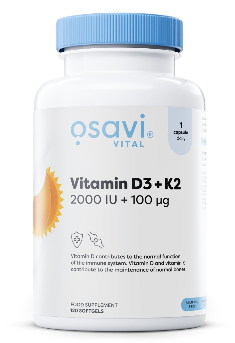 Vitamin D3 + K2, 2000IU + 100mcg - 120 softgels - VitaeSupps