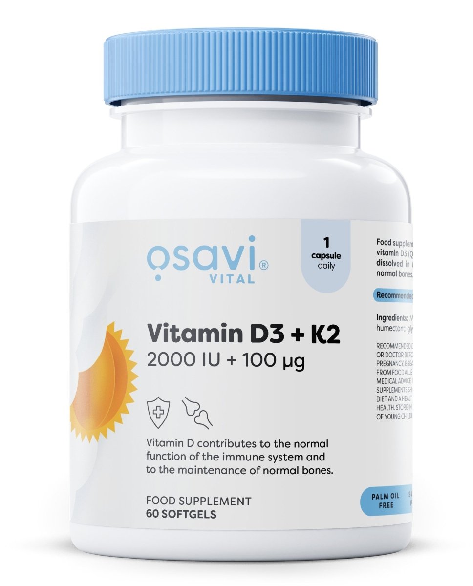 Vitamin D3 + K2, 2000IU + 100mcg - 60 softgels - VitaeSupps